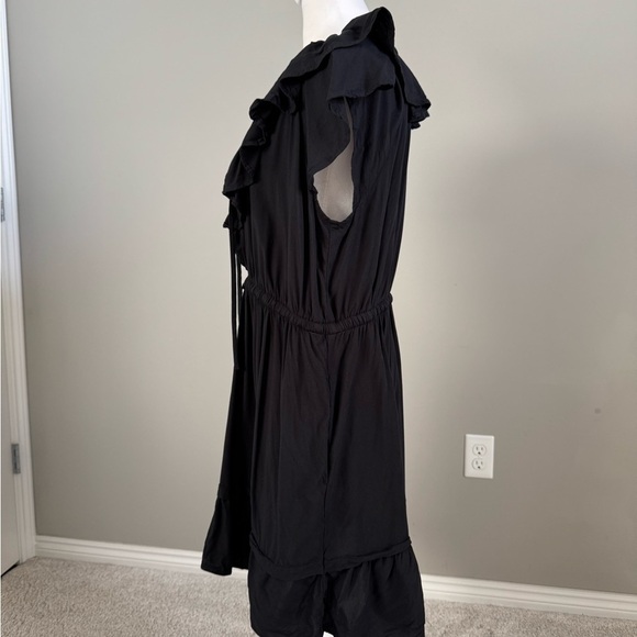 Old Navy V-Neck Black Tiered Mini Dress with Pockets Large - Picture 3 of 8